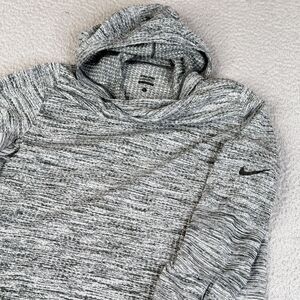 Nike Pro Hoodie Sweatshirt Women Large Gray High Neck Lightweight Thumb Holes